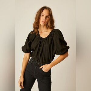 Natalie Martin Black Puff Sleeve Blouse